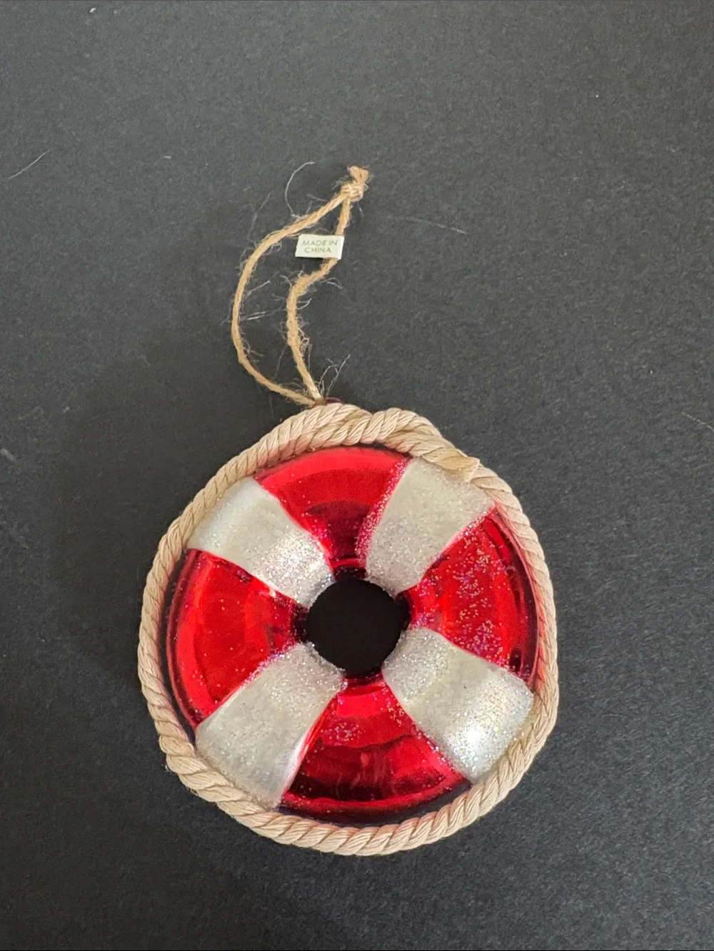 Pottery Barn Glass Lifesaver Ornament Beach-Life Nautical Theme